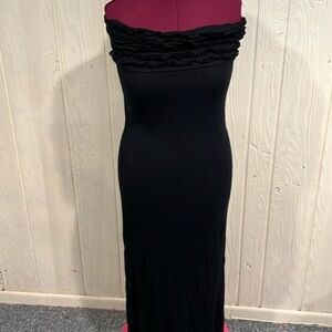 Elan Vintage Black Tie Back Maxi Dress Made in USA Medium